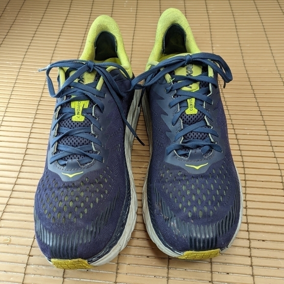 Hoka One One Shoes Clifton 7 Running Sneakers purple/yellow Mens Size 11.5 main image 5